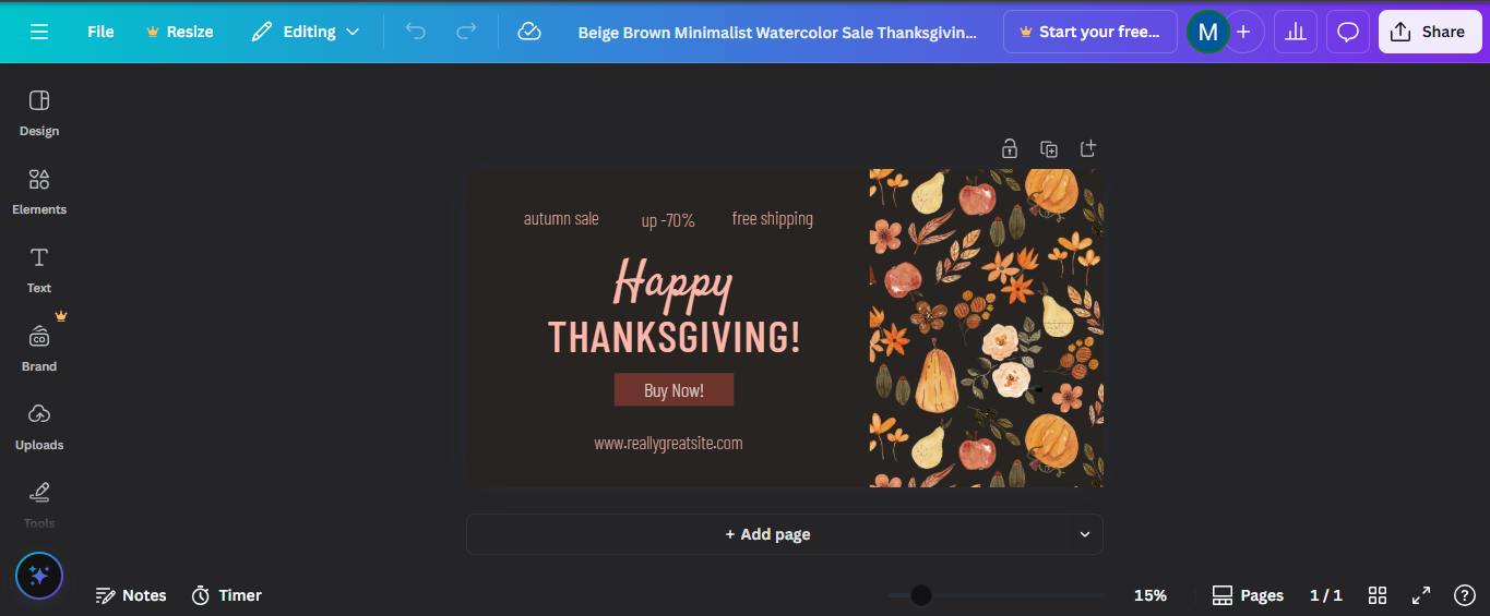 Canva - the best tool to get Happy Thanksgiving banners