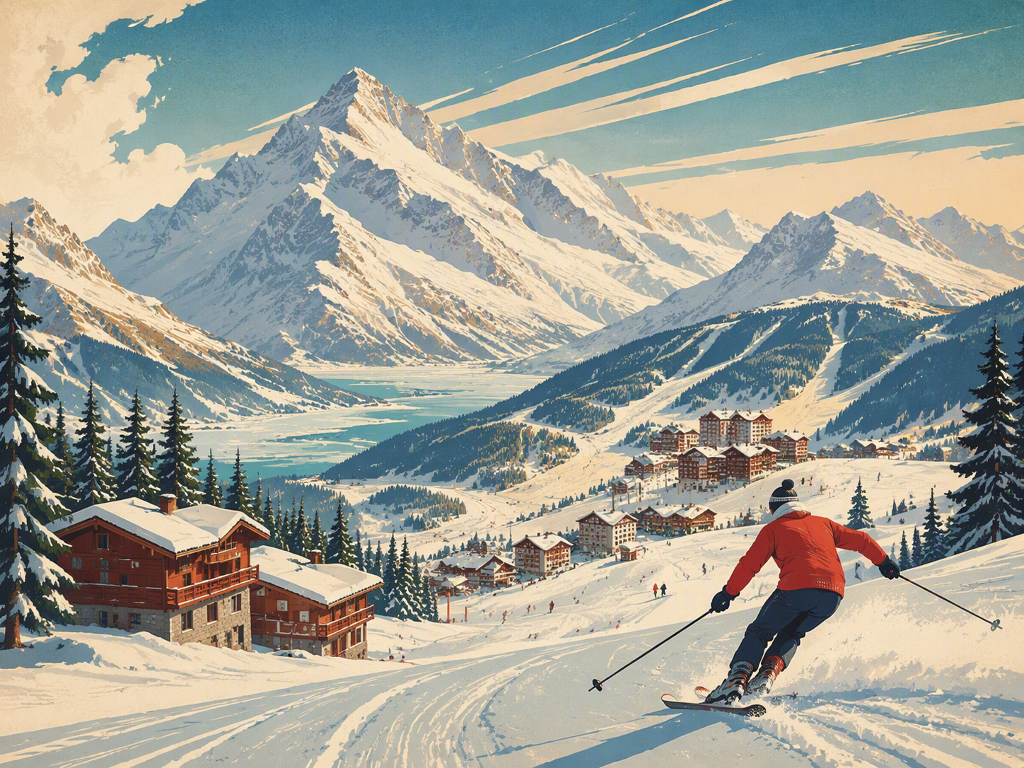 Skigebiet Poster Aufforderungen Prompt Beispiel 3