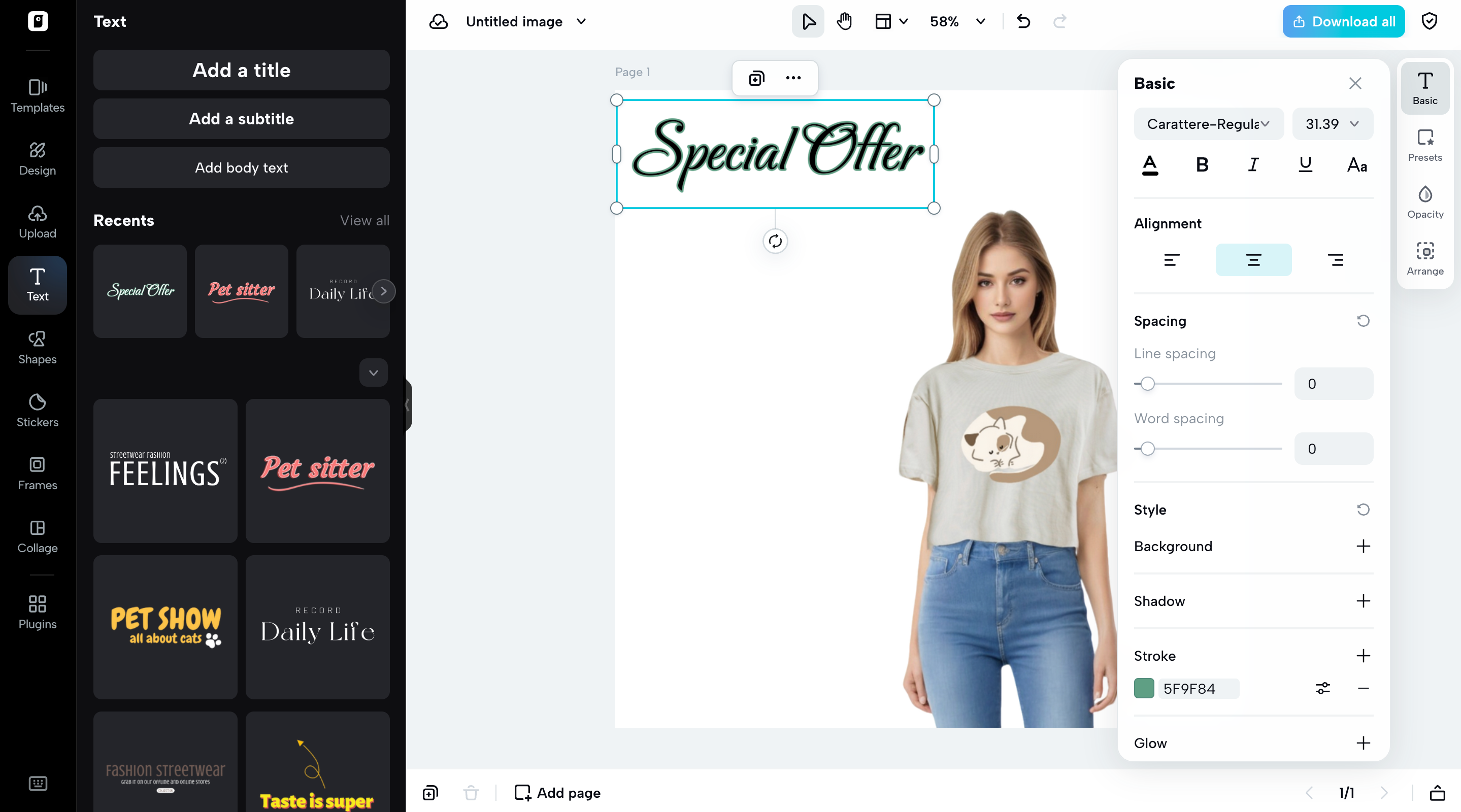 Customize your text graphic