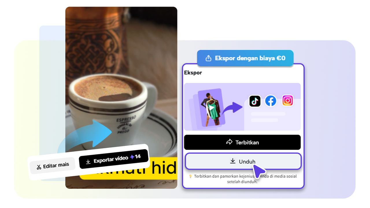  Edit, ekspor, dan bagikan video dengan mudah