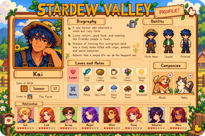 Build a Stardew Valley OC profile maker workflow