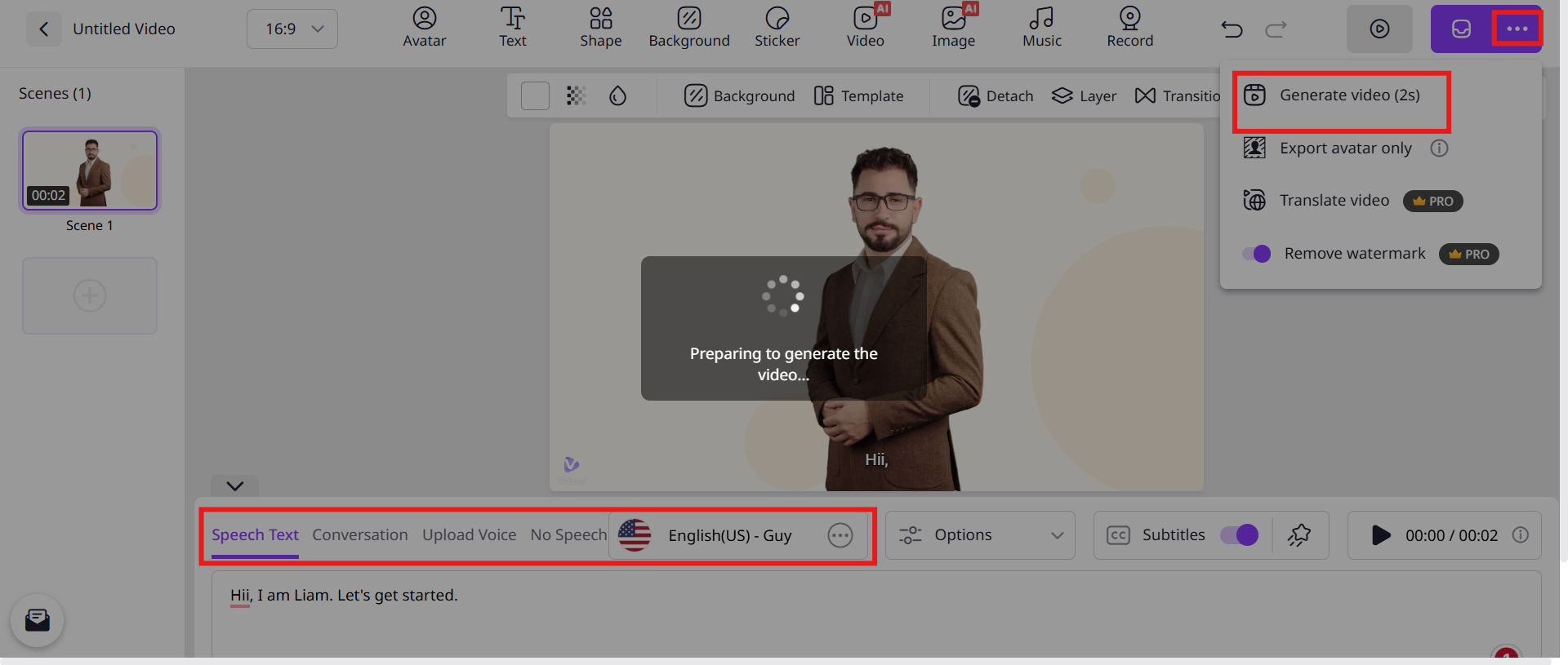Enter script and generate