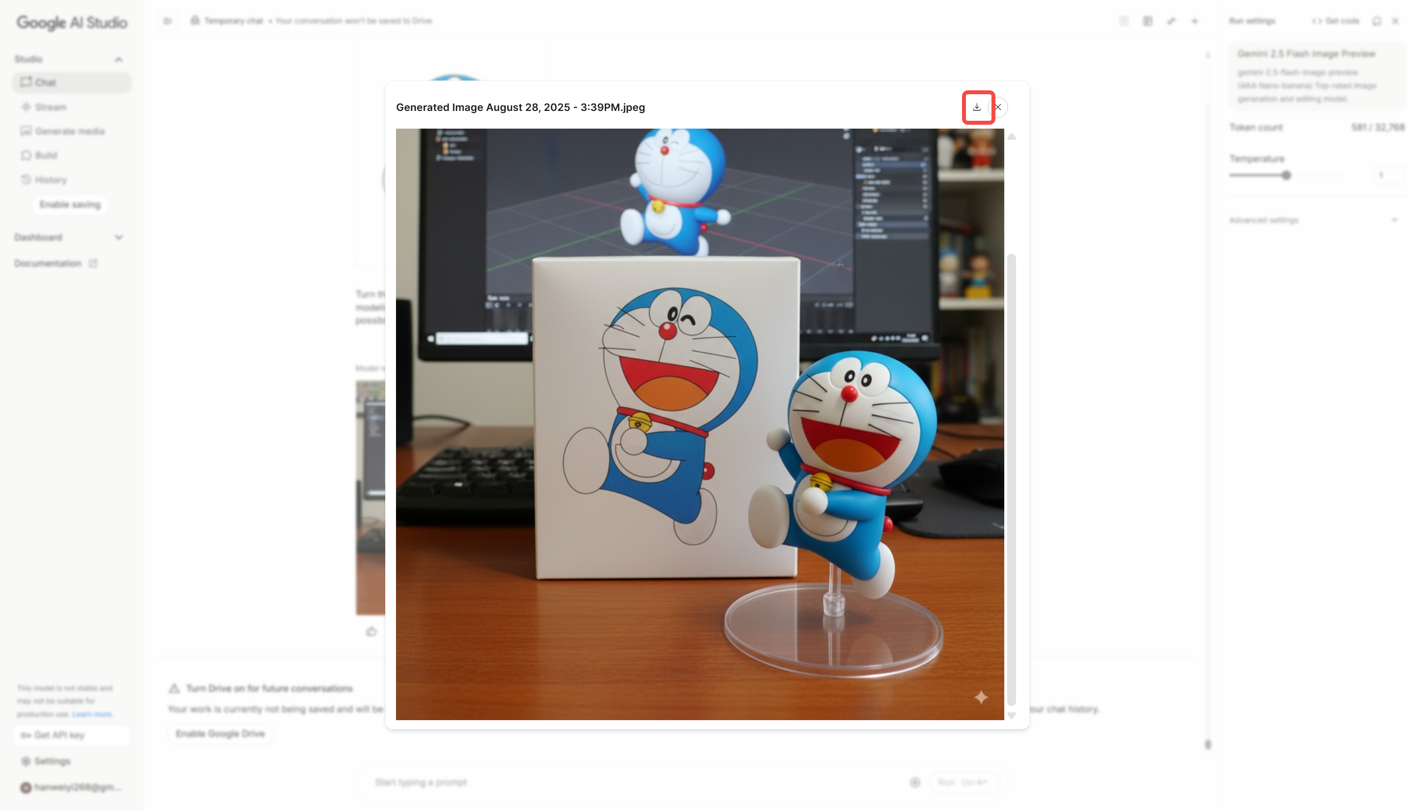 Downloading the 3D figurine from Banana AI
