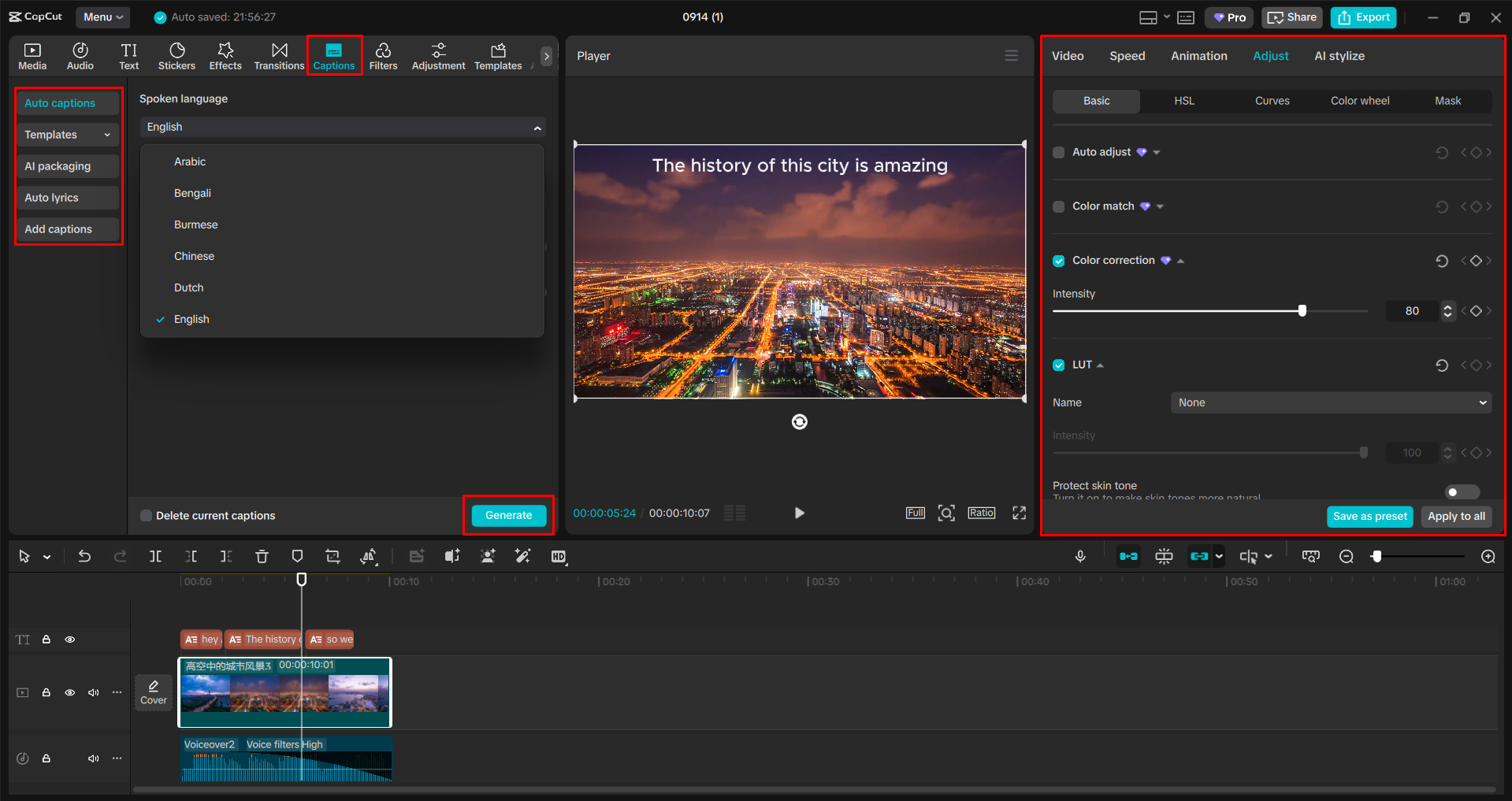 Adding captions to a video with the CapCut desktop video editor