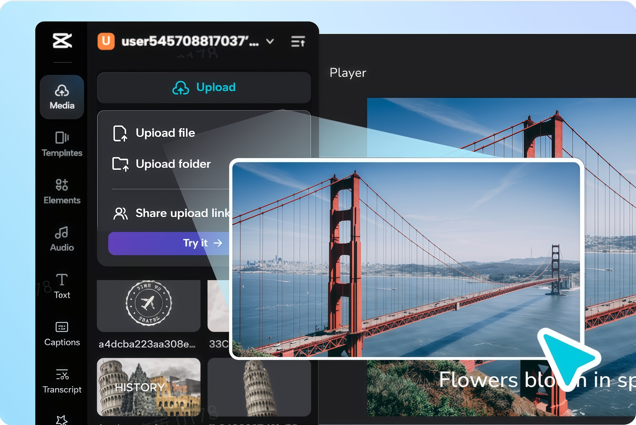 Carregar vídeo no CapCut