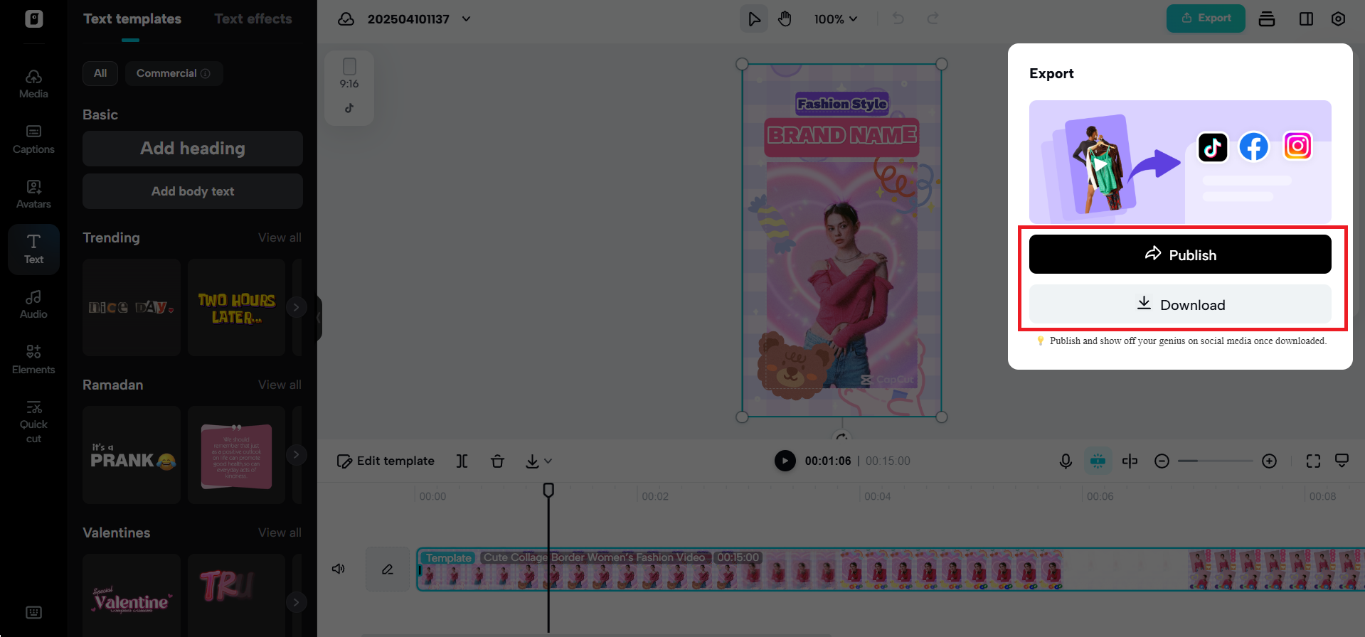 Download and share your video
