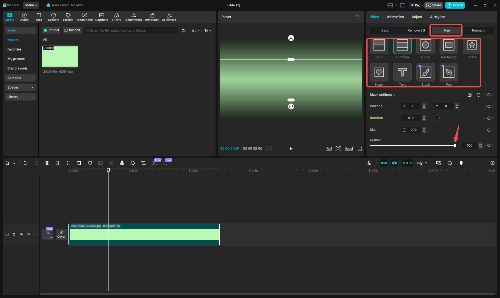 Create a faded green background in CapCut