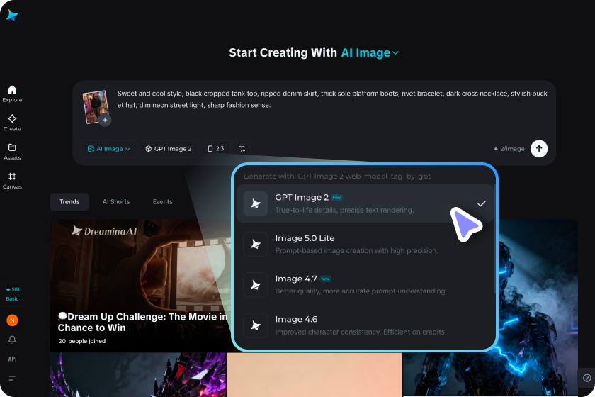 Choose an AI model for AI stylist generation