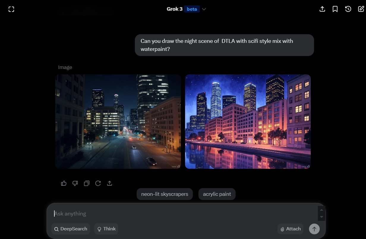 Interface of Grok - one of the best free AI image generators on Reddit