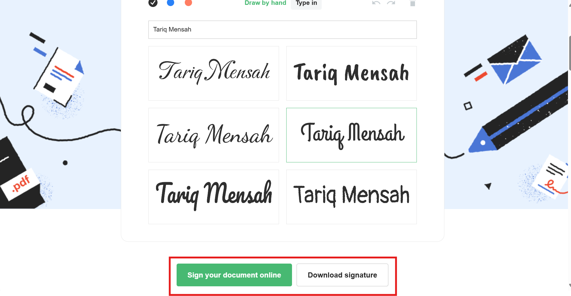 How can I create a digital signature
