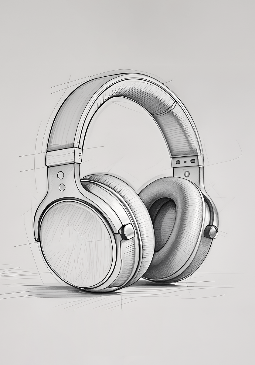 Use image 1 as a concept sketch and transform it into a hyper-realistic, detail-rich 3D render. The rendering style must achieve photorealistic, studio-quality realism. Use soft, clean studio lighting that highlights the product’s silhouette, materiality, and surface detail. Set the object against a solid-color background to create a professional, premium product presentation atmosphere. Keep the final camera angle consistent with the original concept sketch, ensuring that the rendered image looks like a product photograph shot by a professional photographer in a studio.