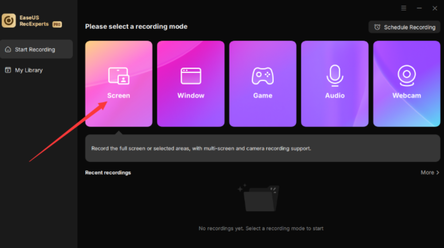 Avvio di EaseUS Screen Recorder