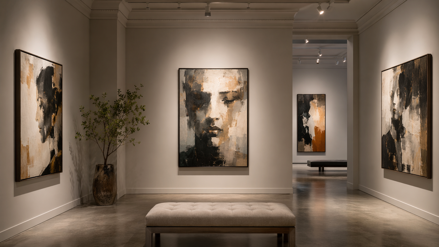 Dreamina Meigen Galerie ai prompt Beispiel 1: Minimal Gallery Portrait