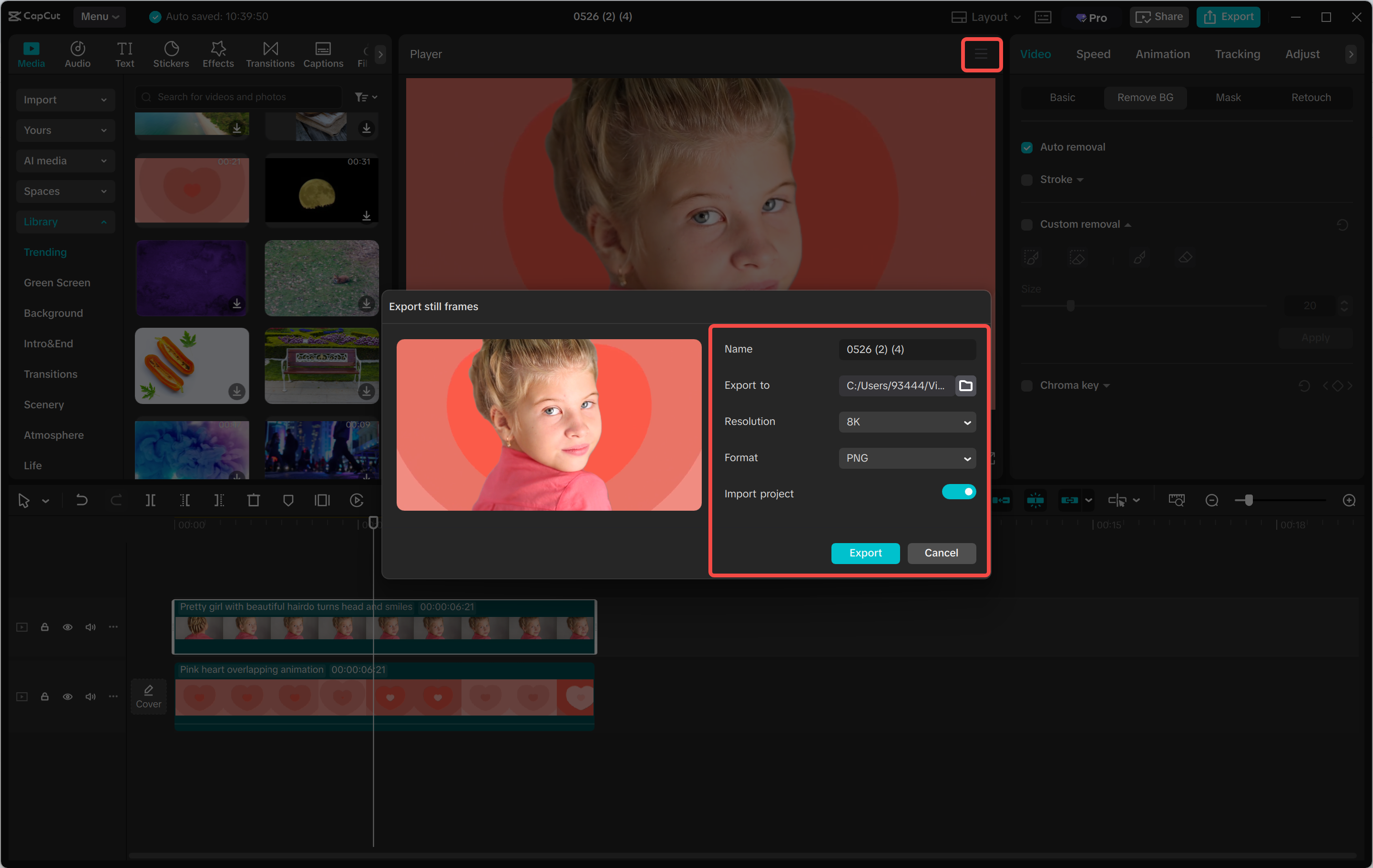 Exporting the media from the CapCut desktop video editor