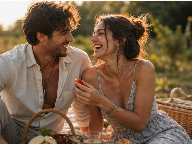 Viral Couple AI Video Editing Prompt prompt example 3 - Picnic laughter