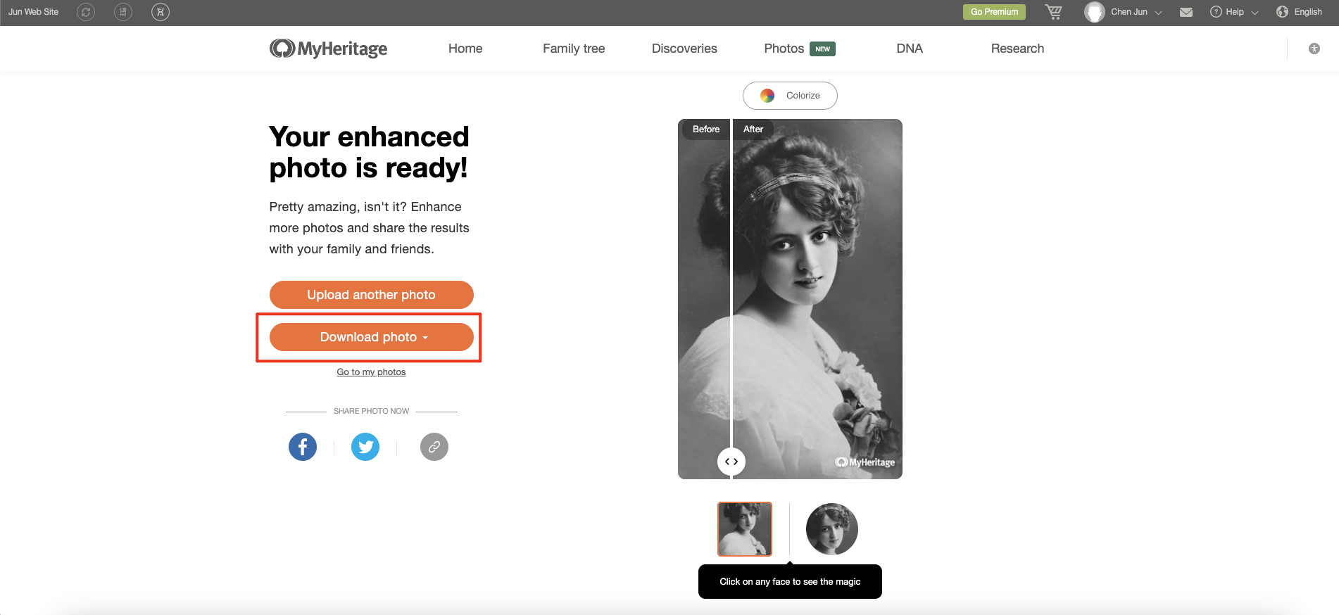 myheritage photo enhancer cost