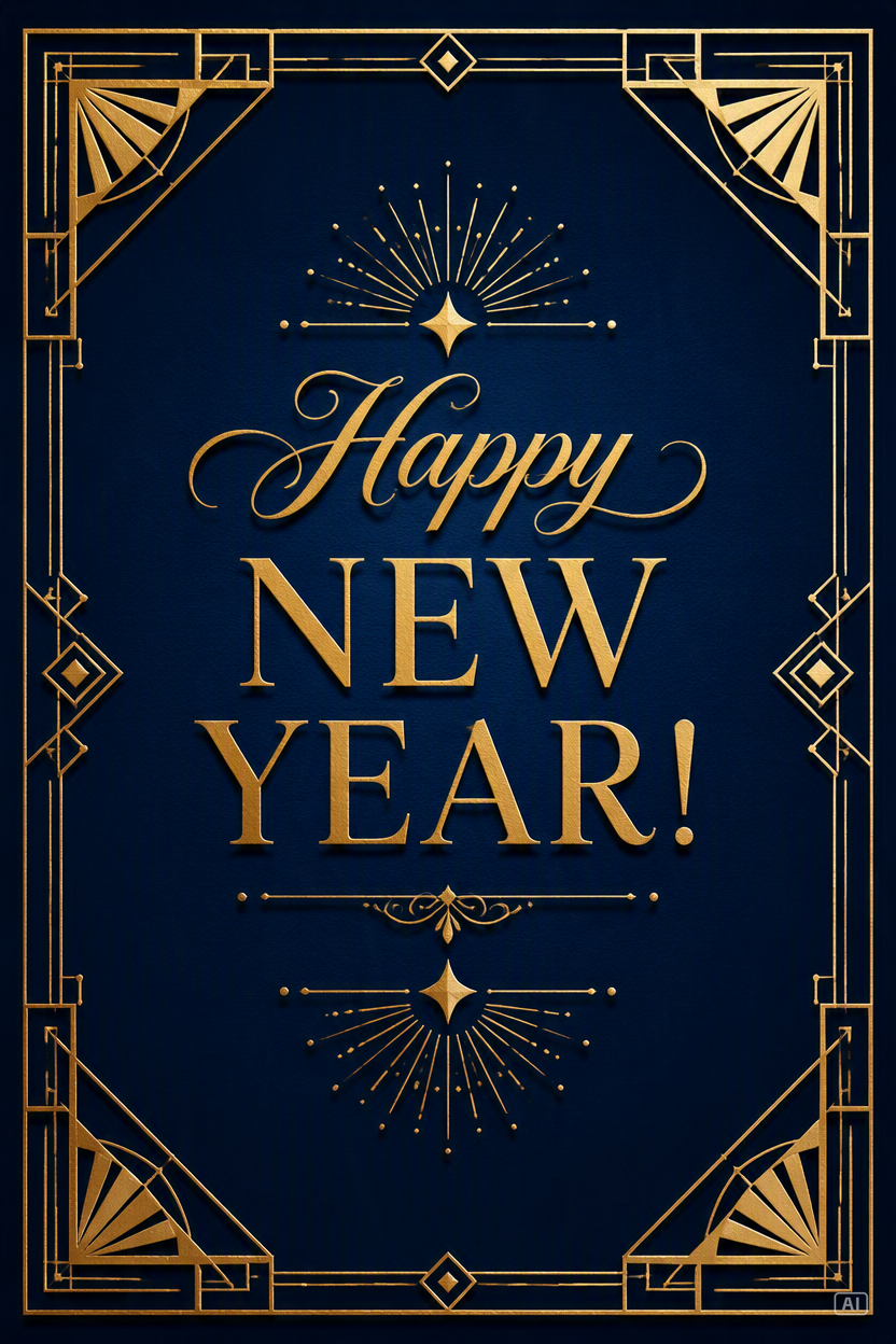 New Year card gold foil image generated by Pippit