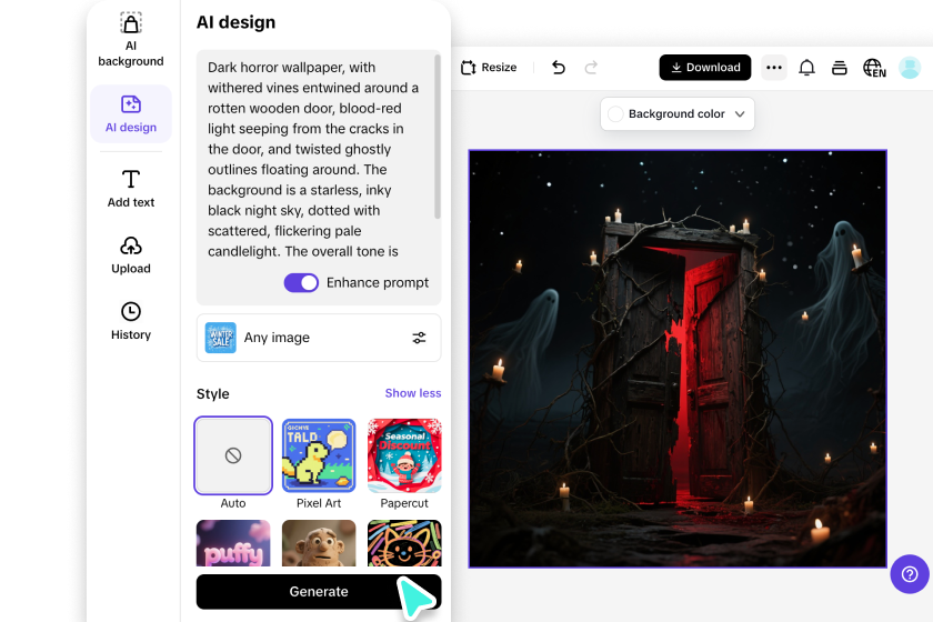 Enter your scary background creation details