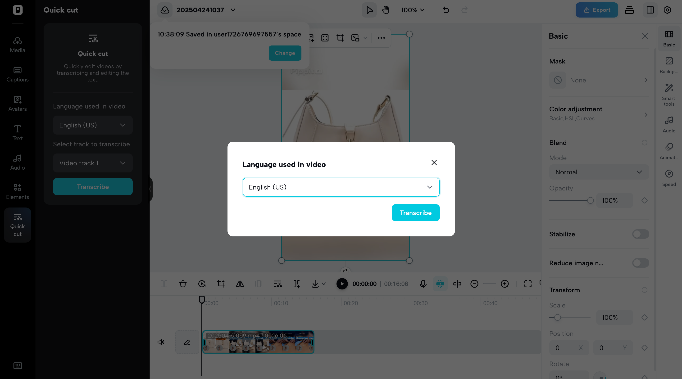 Select the original language used in the video