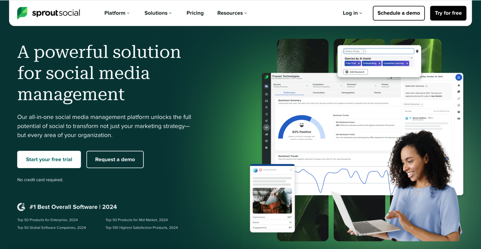 A Sprout Social felülete - egy népszerű TikTok elemző eszköz ingyen