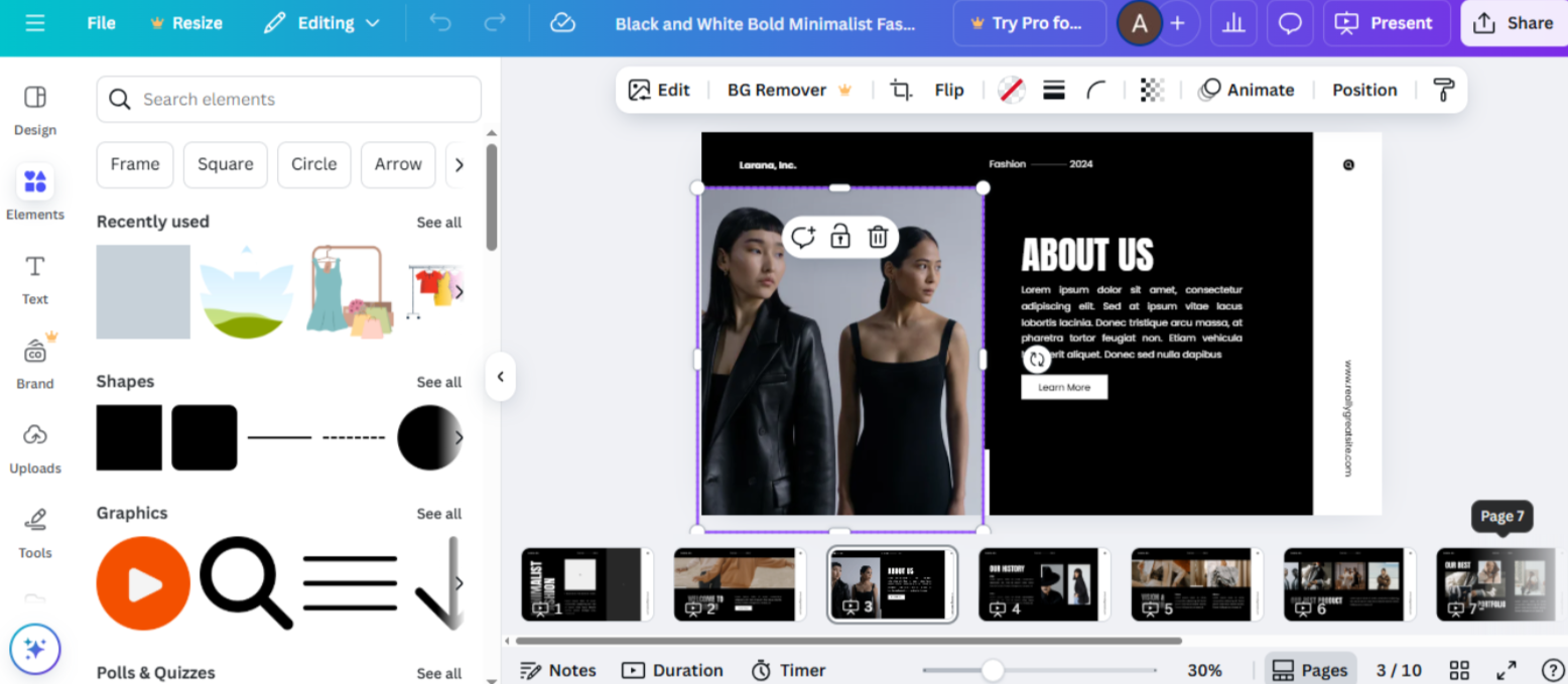 Schnittstelle von Canva - ein effektiver Bild-zu-Video-Online-Konverter