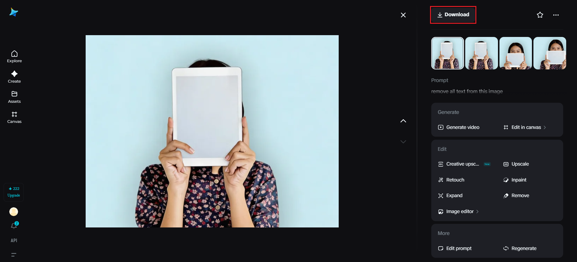 AI remove text from image tool