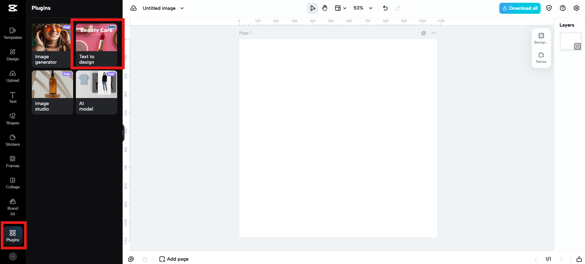 Deschideți instrumentul Text to design.