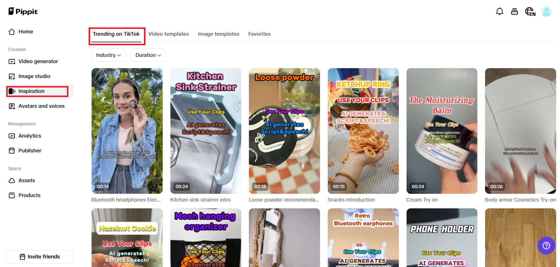 Modelos de vídeo do TikTok