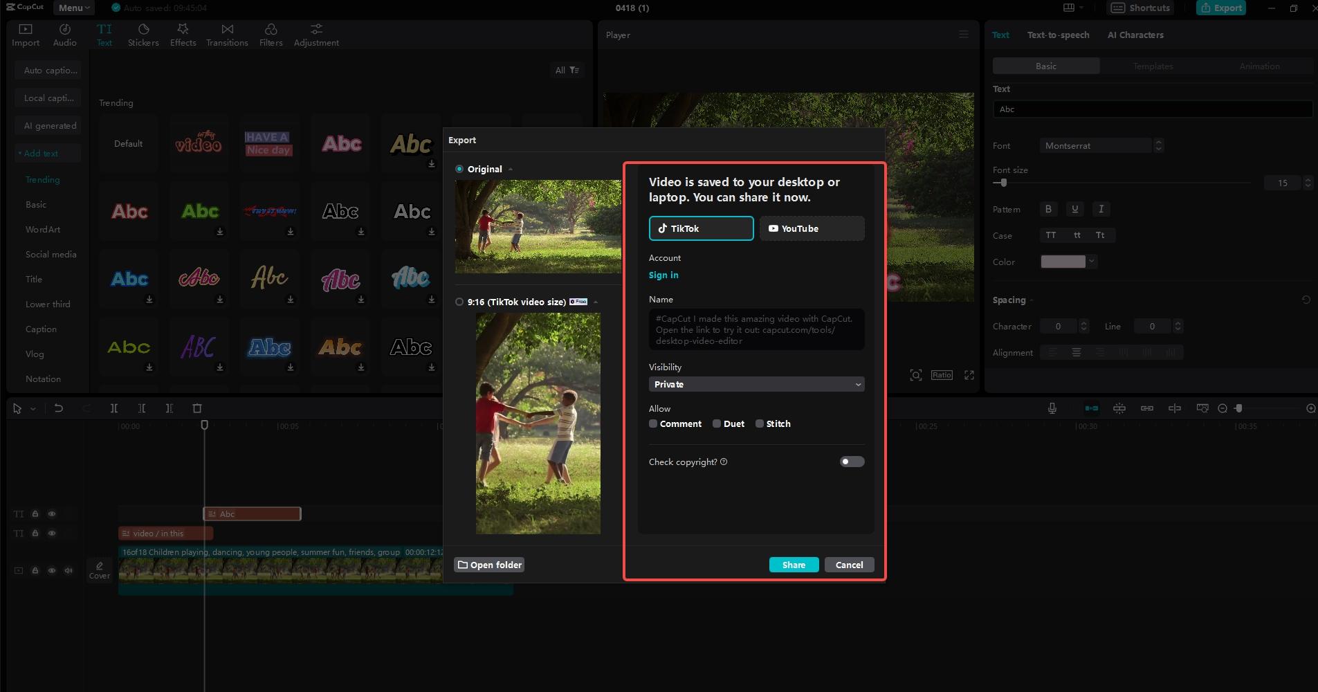 Export your video