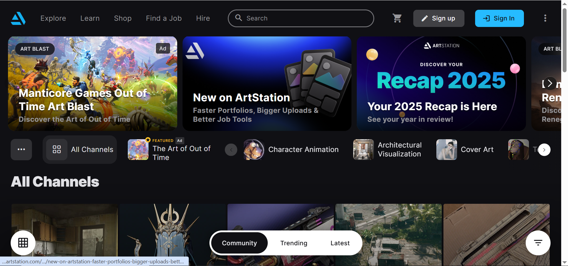 ArtStation homepage