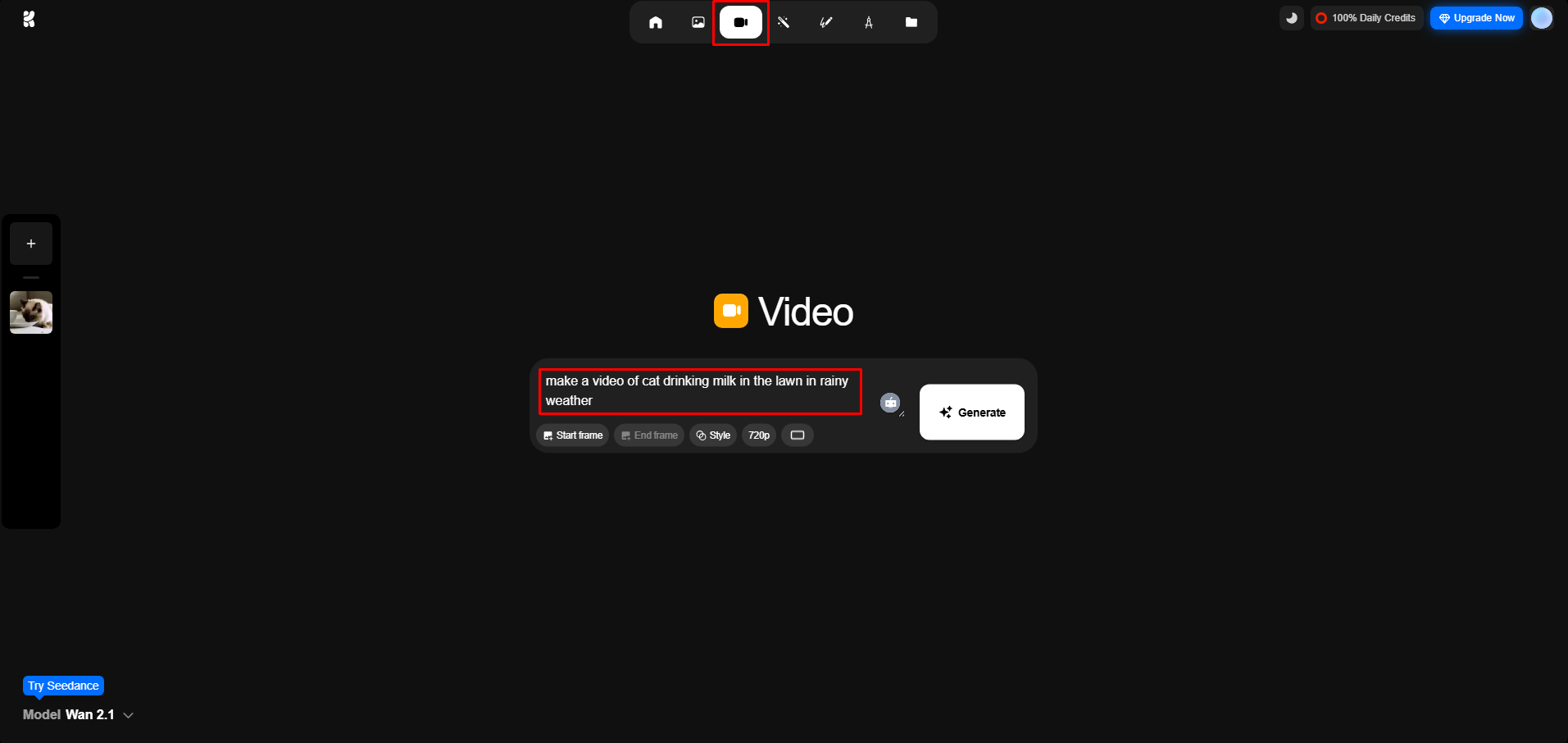 Access Krea AI and enter your prompt