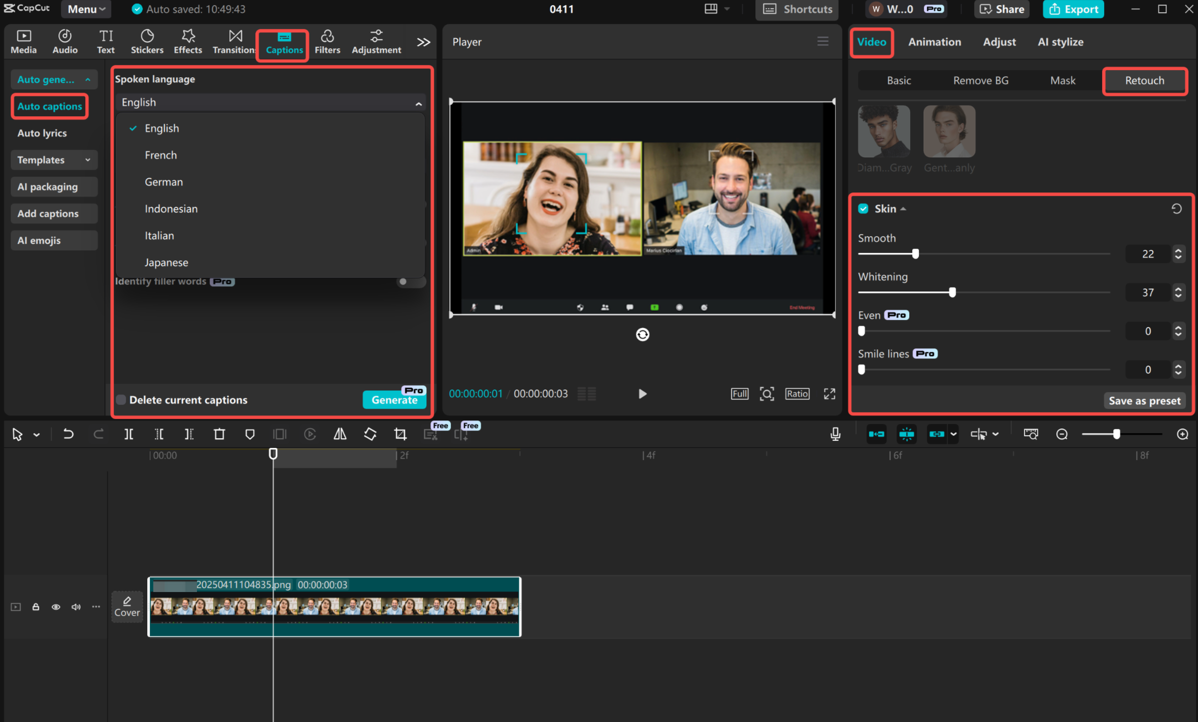 Enhancing the Zoom video recording in the CapCut desktop video editor