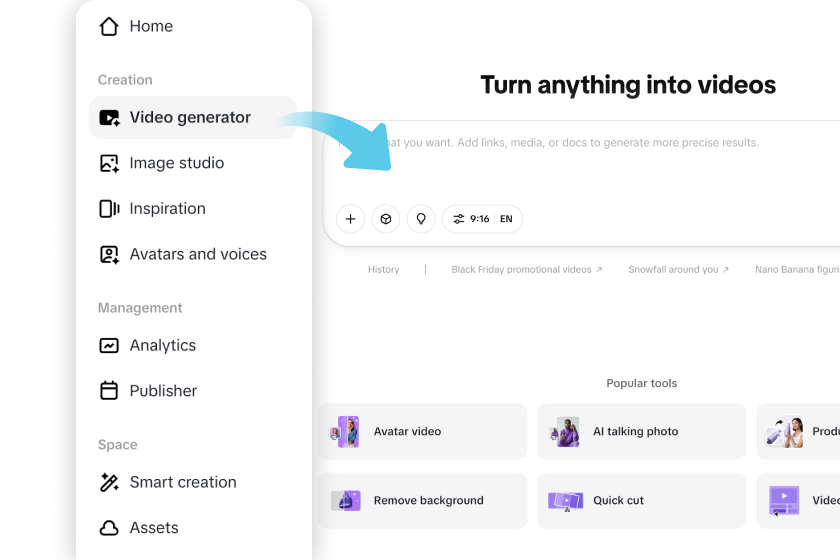 Access the Video generator