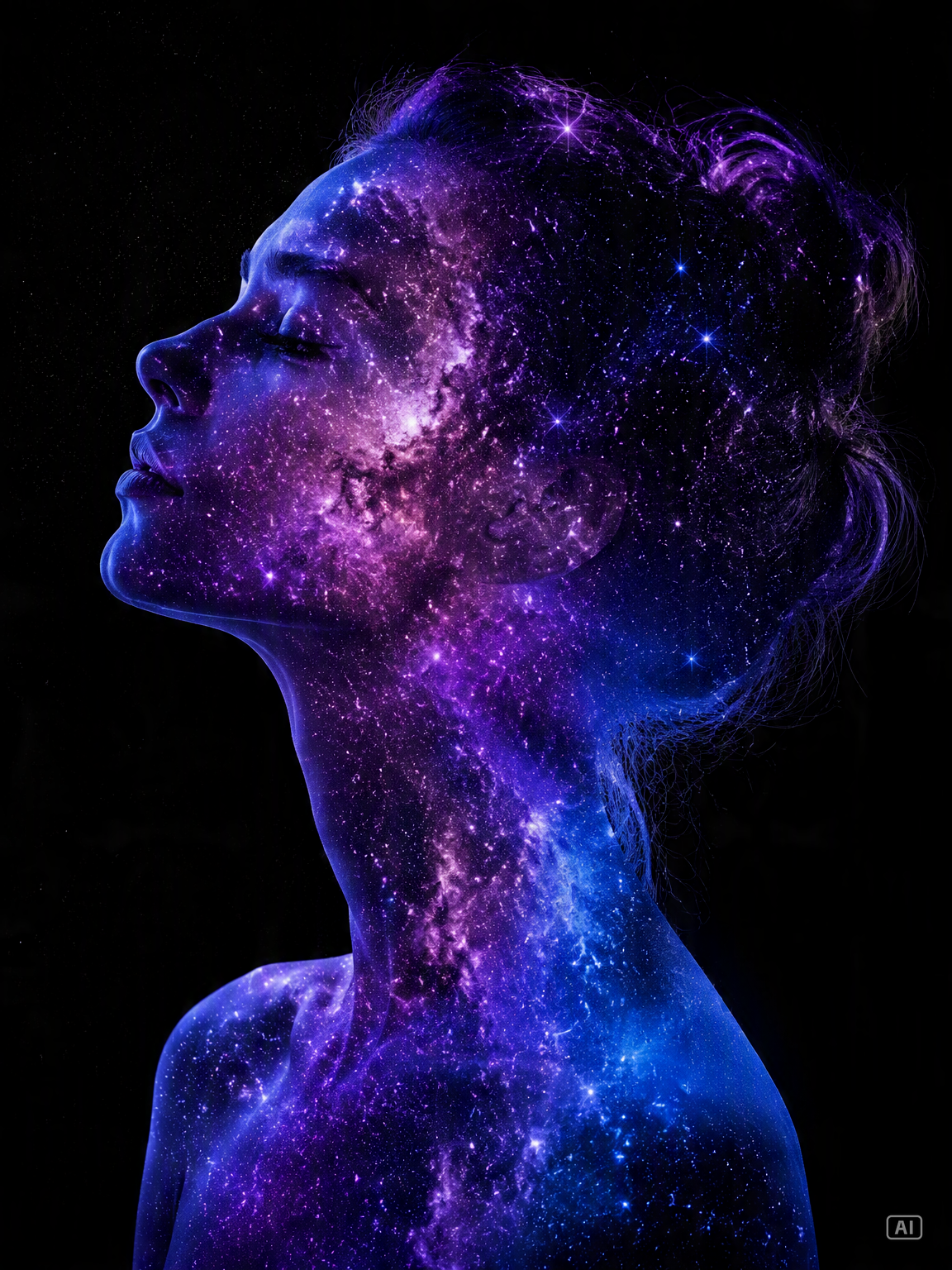 Double exposure galaxy portrait image generated by Pippit
