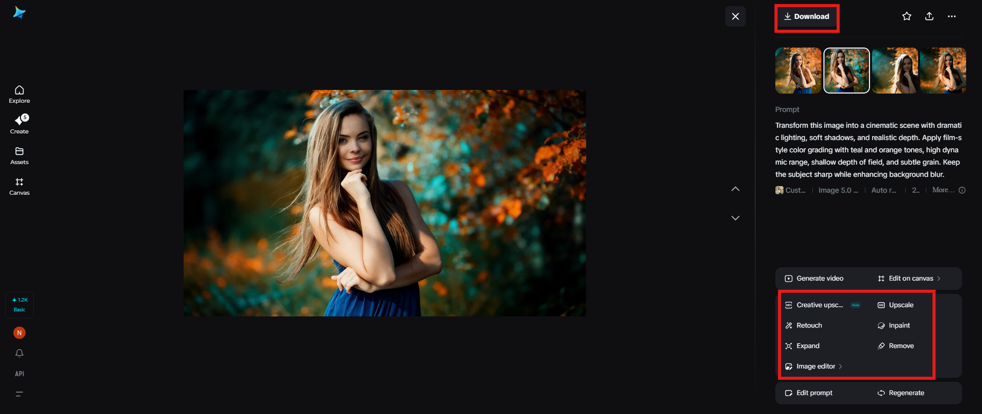 Edit and download the final image