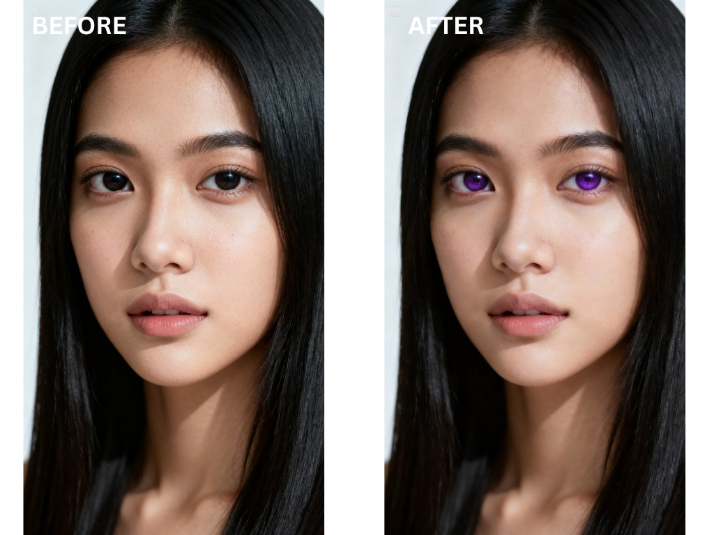 Prompt for a fantasy violet eye color