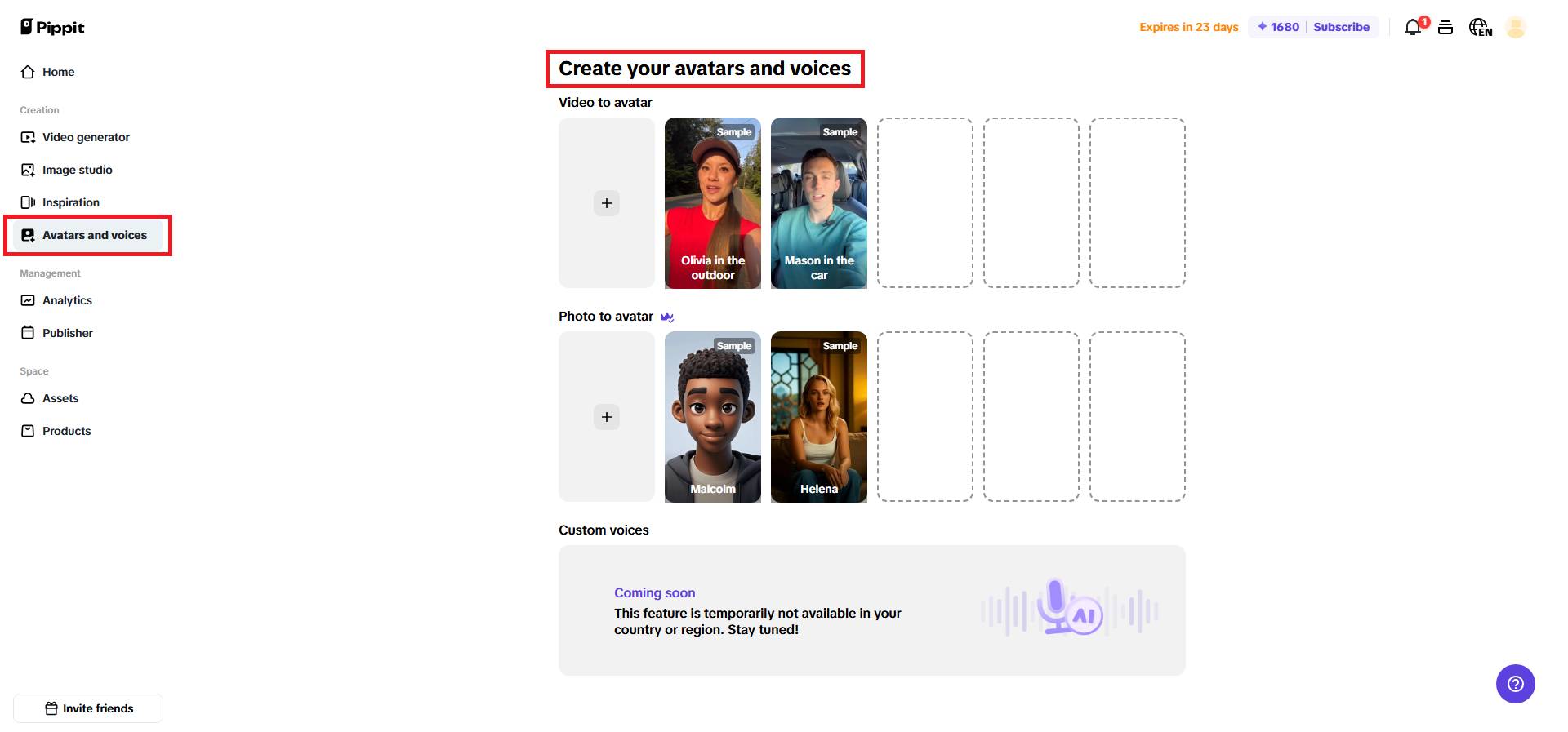 AI avatar and voice generation