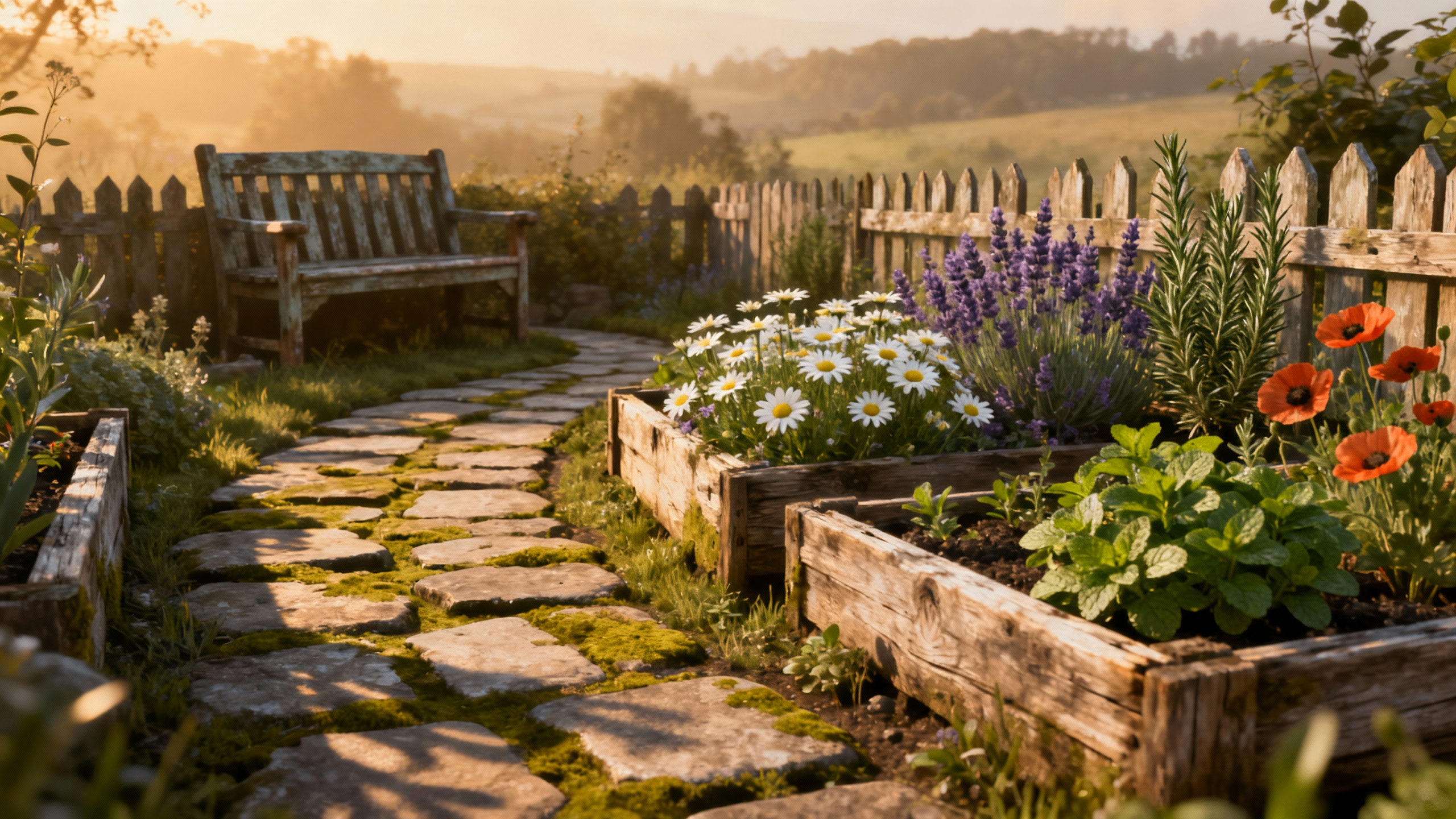 Rustic farmhouse garden design