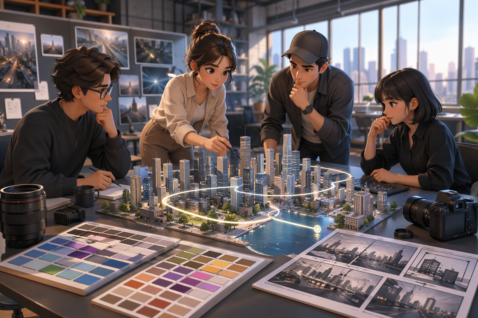 CG City Tour AI Prompt Generator cinematic themed hero background visual