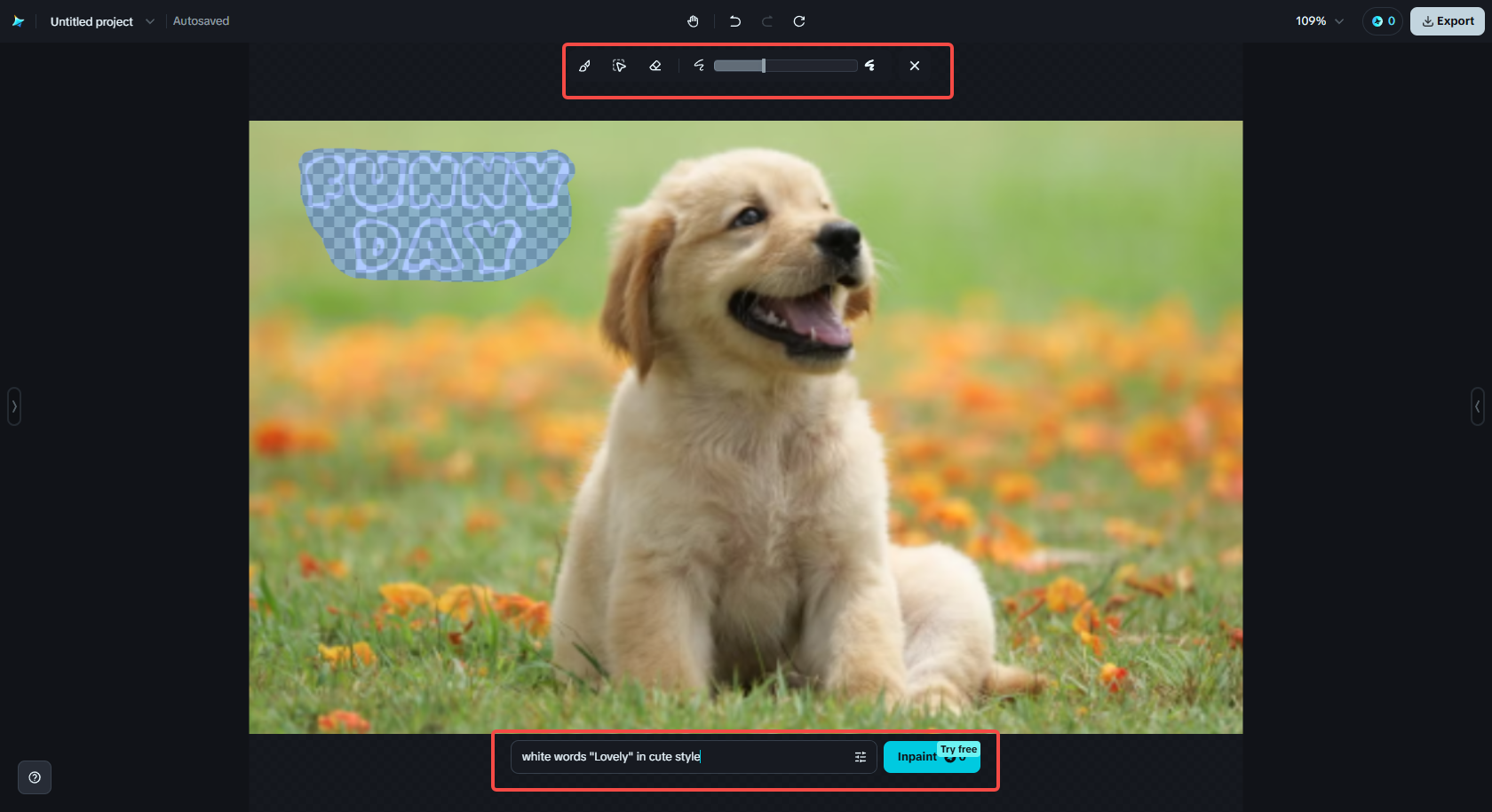 画像内のテキストを編集するためにAIインペイントを使用する