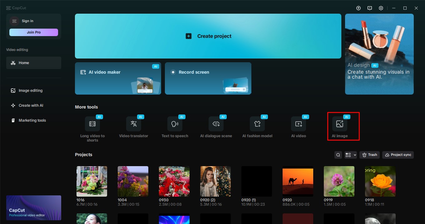 Click the AI image tool