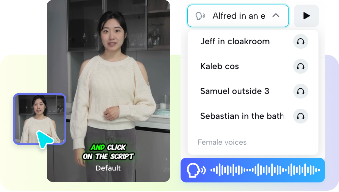 Los avatares con voz de inteligencia artificial en la herramienta pueden hacer que tu contenido sea más vivo y realista.