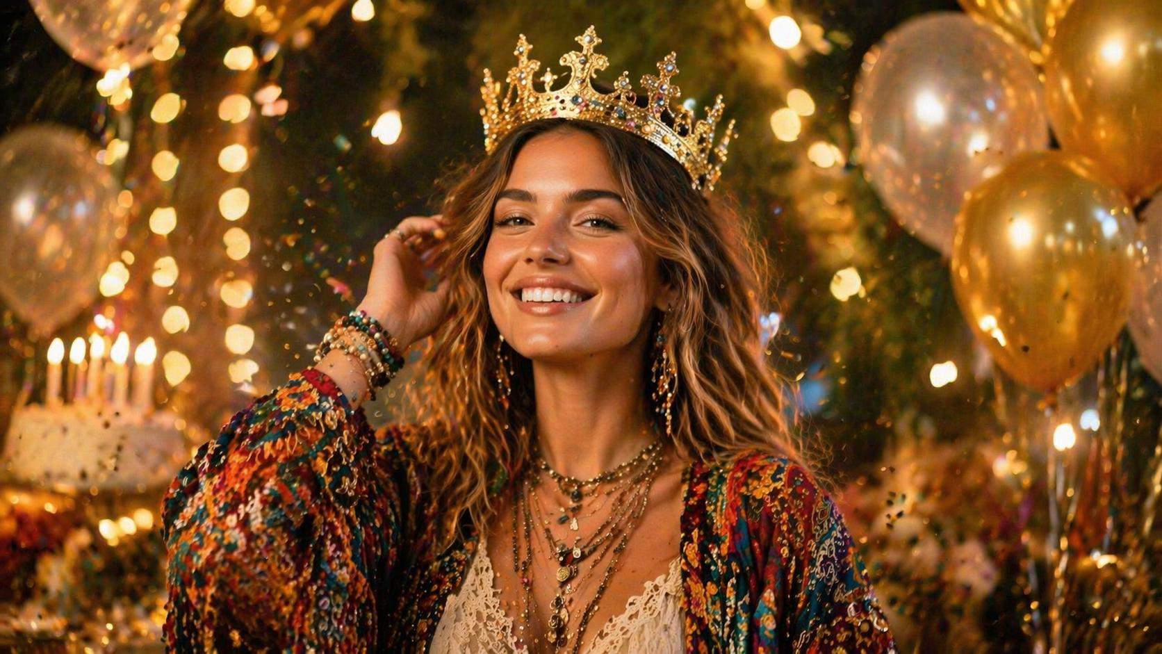 Dreamina add birthday hat to image prompt example 2: Gold birthday crown