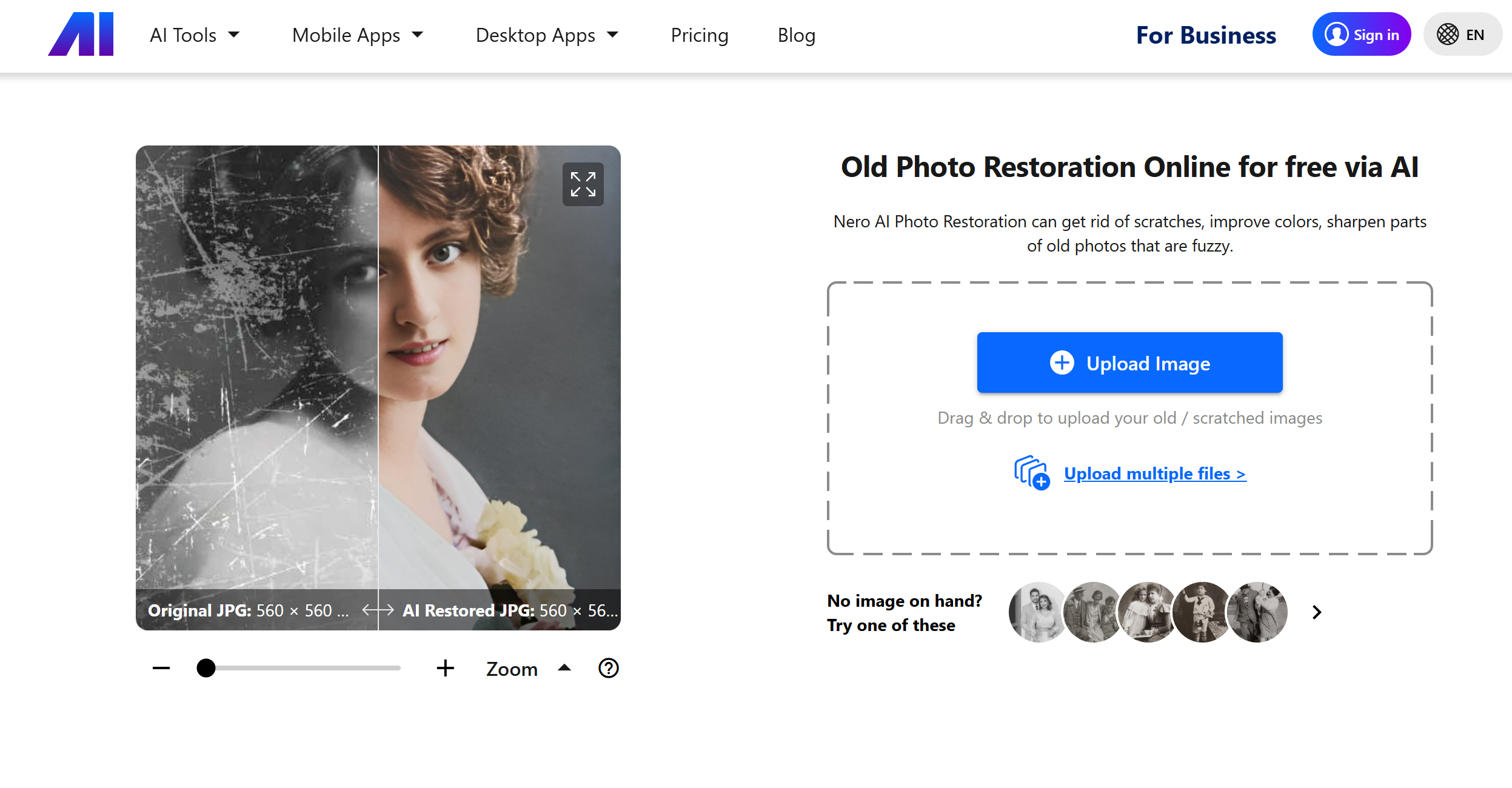 Interface of Nero Software - a highly efficient photo restoration software