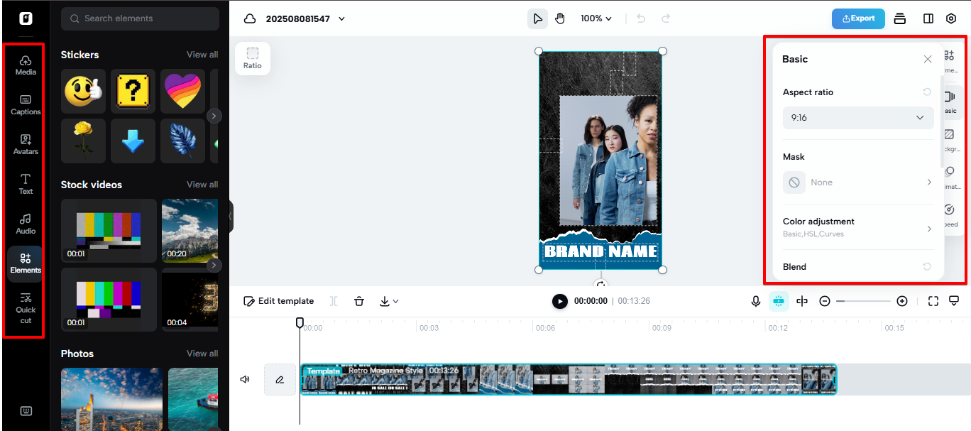 Video editor in Pippit