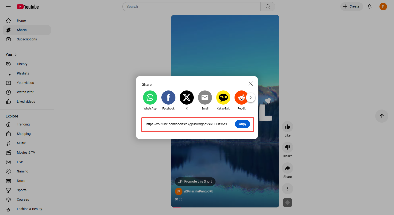 Salin tautan video YouTube