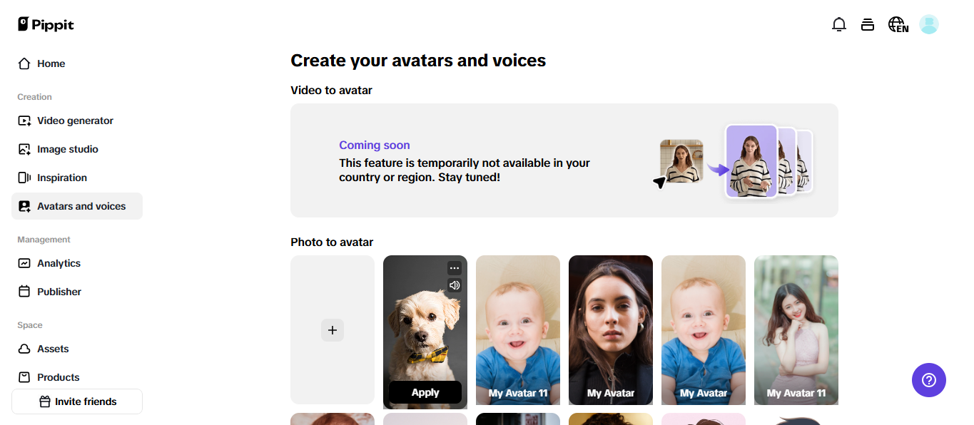Ilapat ang iyong bagong nagsasalitang avatar ng hayop.
