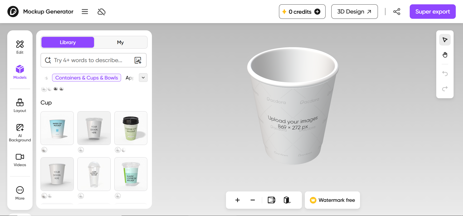 Choose a cup template
