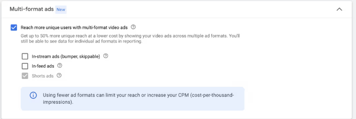 Finalizing the Google Shorts Ads campaign by uploading assets