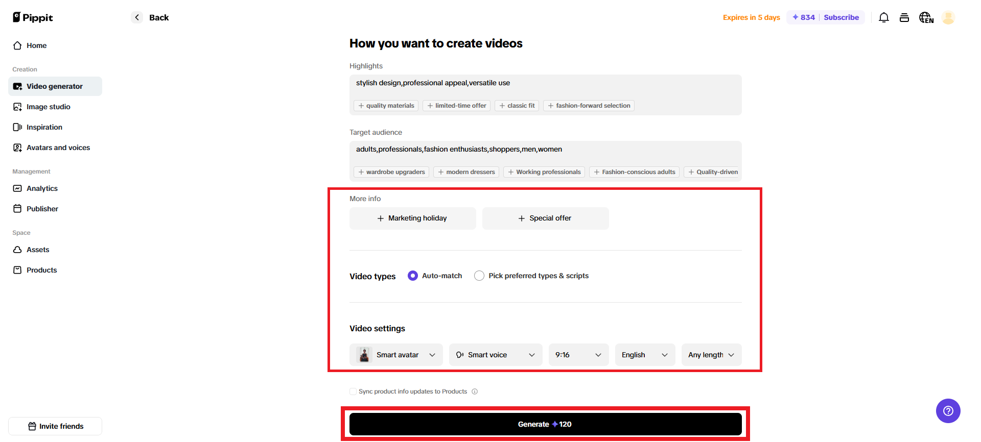 Generate your video